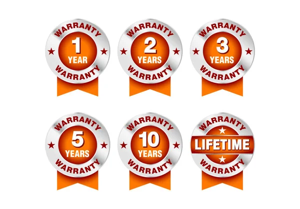 Quality Certification Warranty Badge Icon Set Year Years Years Years — Stock Vector