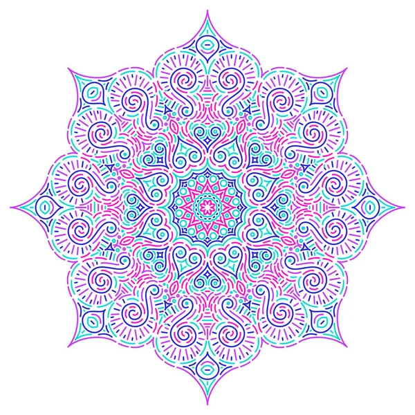 Rundes Vektorsymmetrisches Mandala Kreisförmige Muster Für Henna Mehndi Tätowierung Dekoration — Stockvektor