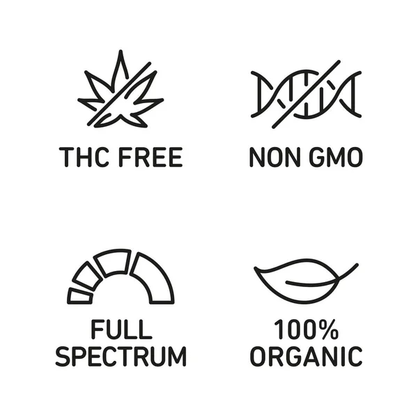 Cbd Symbole Mit Thc Freiem 100 Biologischem Gentechnikfreiem Vollem Spektrum — Stockvektor