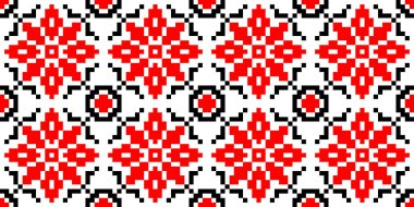 Etnik, geleneksel, kusursuz bir düzen. Kumaş üzerine nakış. Yama dokusu. Dokuma. Halk motifi.