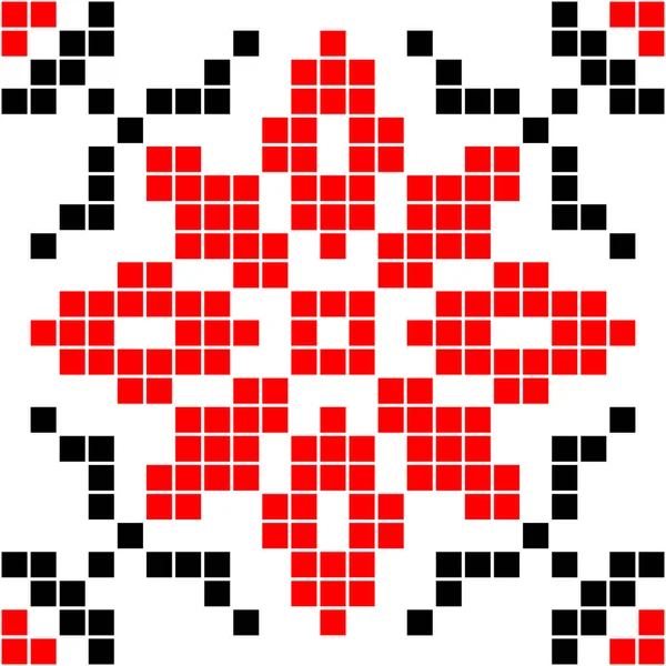 民族の伝統的な装飾 ファブリック上の刺繍 パッチワークの質感 民俗モチーフ — ストックベクタ