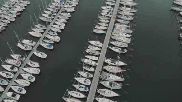 Лодки и туристические суда много яхт во французских доках — стоковое видео