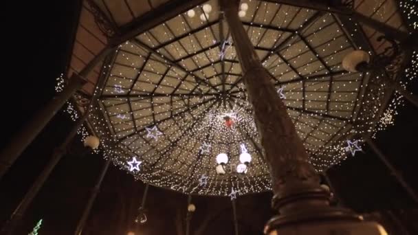城市庆祝圣诞节和新年的夜间装饰品 — 图库视频影像
