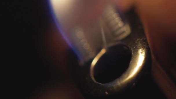 Close up slow motion shot of lighter on the man hand — Stock Video