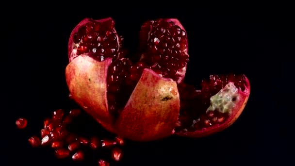 Pomegranate Black Background — Stock Video