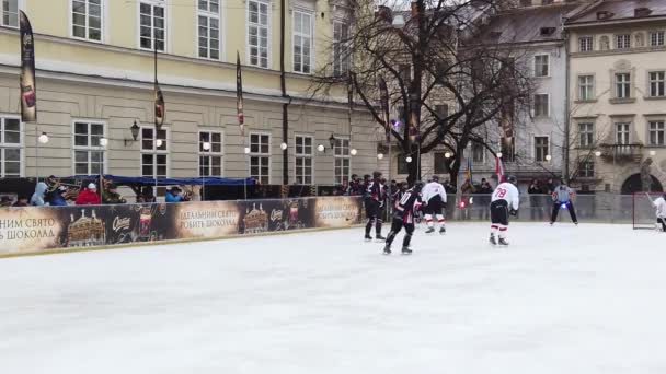 Lviv Ukraine February 2020 Hockey Match Representatives Armed Forces Canada — Stock Video