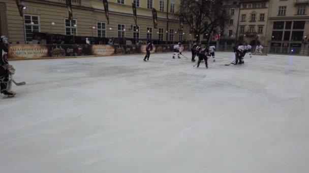 Lvov Ukrajina Února 2020 Hokejový Zápas Mezi Zástupci Ozbrojených Sil — Stock video