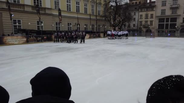 Lviv Ukraina Februari 2020 Hockeymatchen Mellan Företrädare För Kanadas Väpnade — Stockvideo