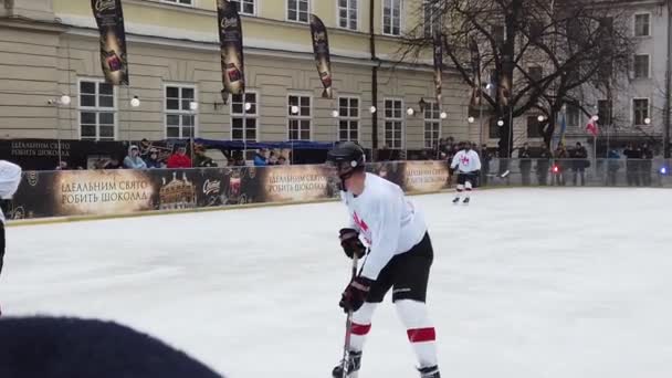 Lviv Ucrania Febrero 2020 Partido Hockey Entre Representantes Las Fuerzas — Vídeos de Stock