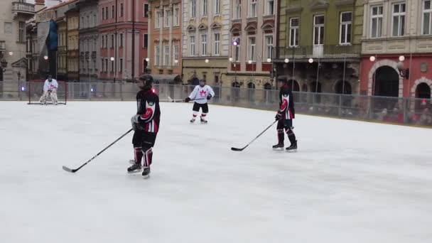 Lviv Ukraine February 2020 Hockey Match Representatives Armed Forces Canada — 비디오