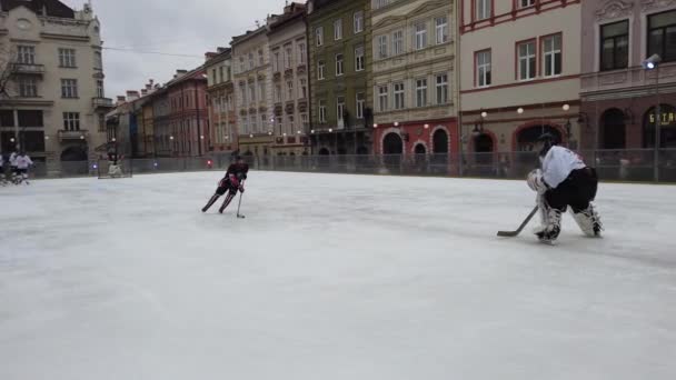 Lviv Ukraine February 2020 Hockey Match Representatives Armed Forces Canada — 비디오