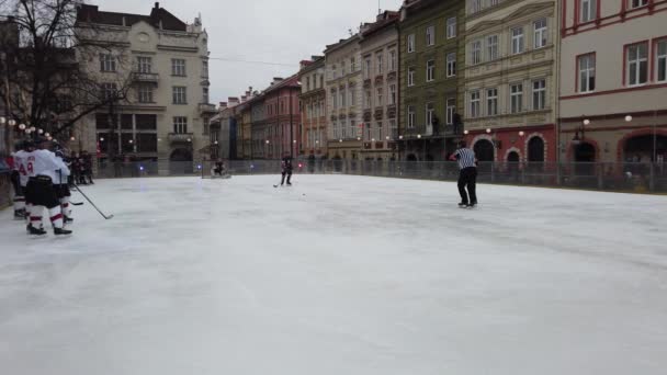 Lviv Ukraine February 2020 Hockey Match Representatives Armed Forces Canada — 비디오