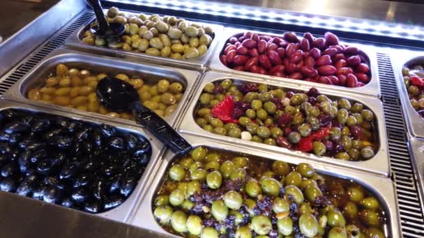 Pickled Olives Supermarket — Stock Video