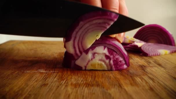 厨师切洋葱 慢动作 — 图库视频影像