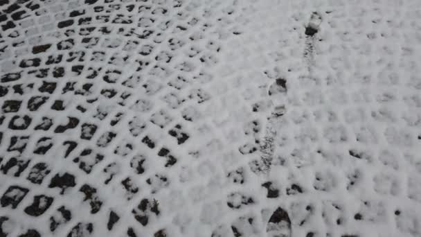Stopy Sněhu Natáčení Zimě — Stock video