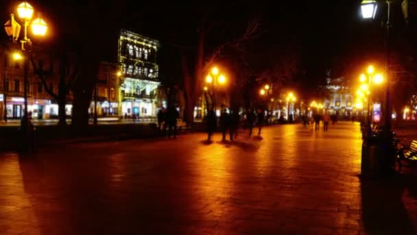 Movimiento Personas Largo Avenida Nocturna Boulevard Caducidad — Vídeos de Stock