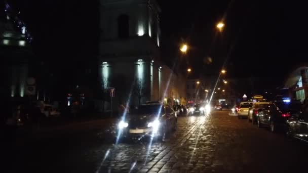 Tráfico Coches Las Calles Ciudad Nocturna — Vídeos de Stock