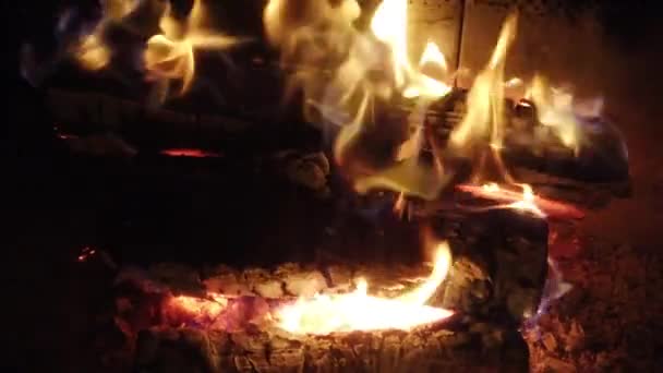 Feuer Einem Kamin Schießerei — Stockvideo