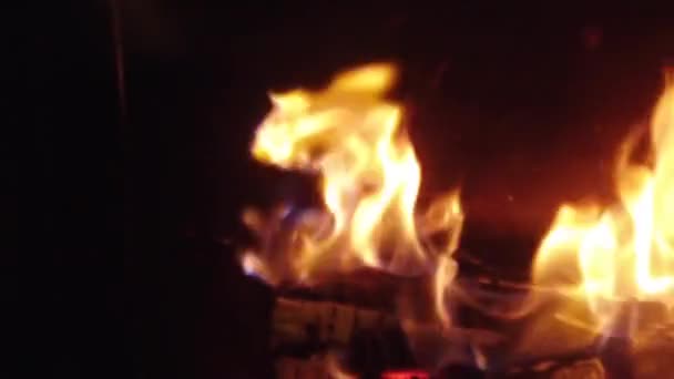 Feuer Einem Kamin Schießerei — Stockvideo