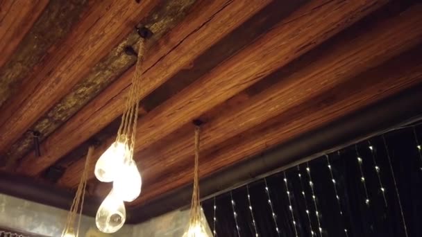 Lampade Illuminazione Nel Pub Interno Del Pub — Video Stock