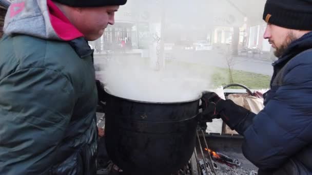 Ivano Frankivsk Ukraine January 2020 Process Compote Preparation Fire — 图库视频影像