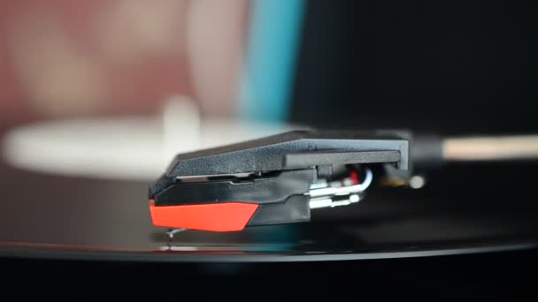 Vinyl Platenspeler Naald Een Vinylplaat — Stockvideo