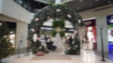 Noel ve alışveriş merkezindeki fotoğraflar için yeni dekorasyon. Odaklanamıyorum.