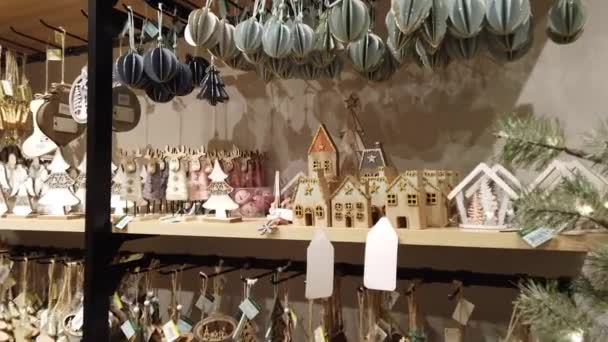 Сувениры Сувенирном Магазине Рождественские Подарки — стоковое видео