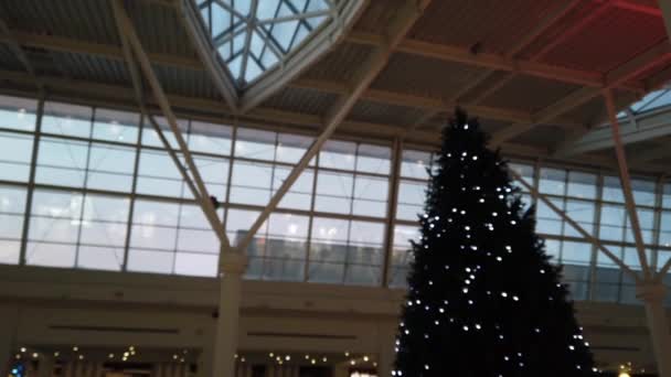 Kerstboom Het Winkelcentrum — Stockvideo