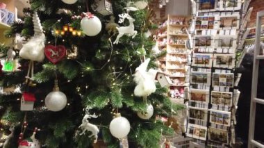 LVIV, UKRAINE - DECEMBER 29, 2019: Shooting a Christmas shop window.