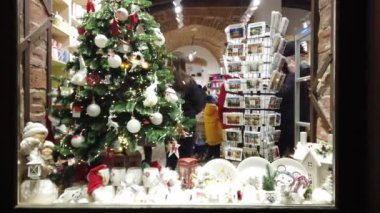 LVIV, UKRAINE - DECEMBER 29, 2019: Shooting a Christmas shop window.