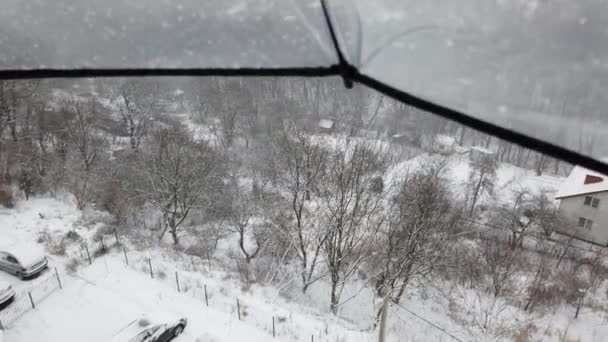 Inverno Cidade Tiro Neve — Vídeo de Stock