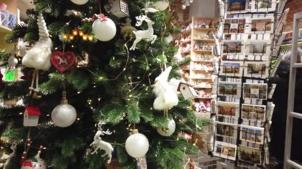 Lviv Ukraine December 2019 Shooting Christmas Shop Window — Stockvideo