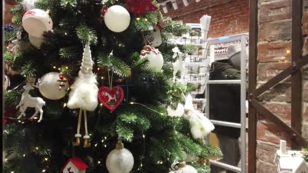 Lviv Ukraine December 2019 Shooting Christmas Shop Window — стокове відео