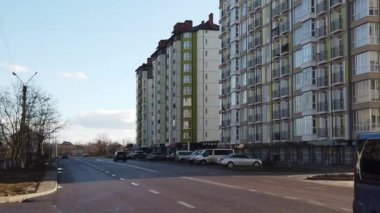 IVANO-FRANKIVSK, UKRAINE - DECEMBER 21, 2019: Car traffic on the streets of the city. Slow motion.