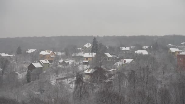 Házak Hóvihar Fényképezés Télen — Stock videók