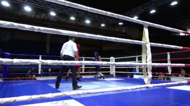 LVIV, UKRAINE - DECEMBER 4, 2019: Championship of Ukraine in boxing among youth 2002-2003. 