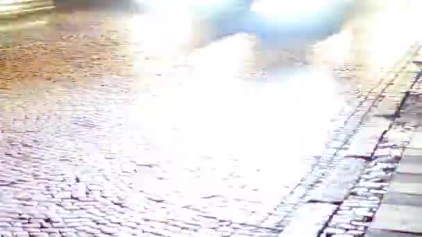 汽车的流动 而不是夜市的街道 时间流逝 — 图库视频影像
