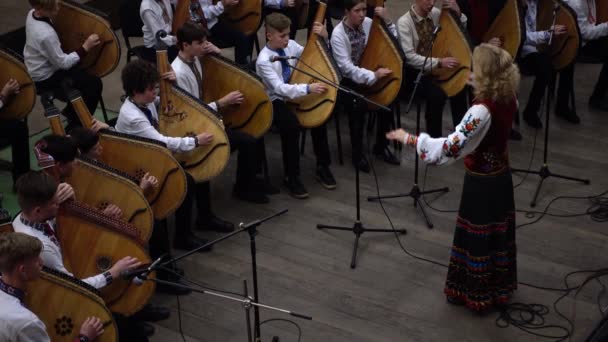 Lviv Ukraine November 2019 Kobza Art Festival Ring Bandura Performances — стокове відео