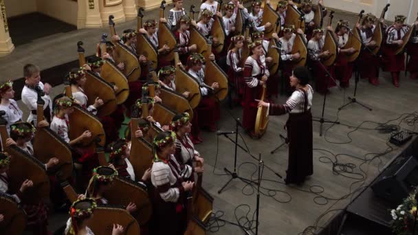 Lviv Ukraine November 2019 Kobza Art Festival Ring Bandura Performances — Stockvideo