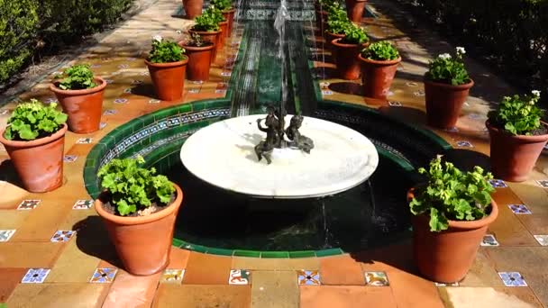 Fontana Nel Cortile Della Casa Museo Sorolla — Video Stock