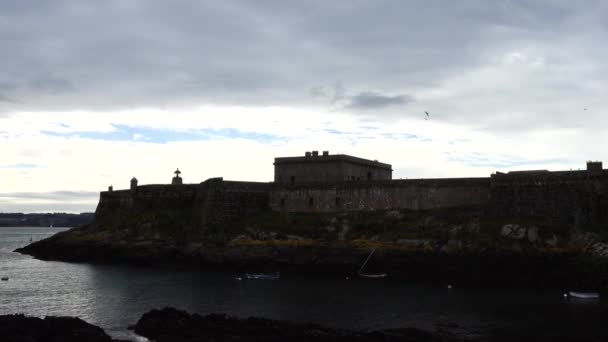 Barco Fondo Del Puerto Puerto Ciudad Coruña España — Vídeo de stock