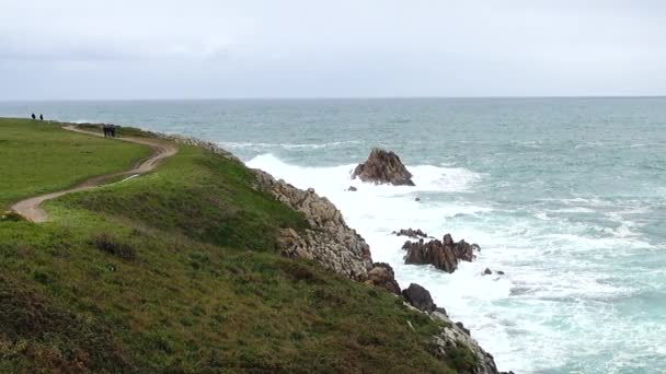岩や海 コルナ スペインだ 大西洋 — ストック動画
