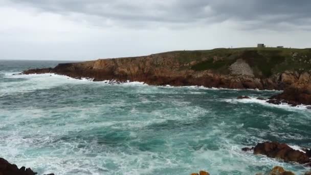 Πέτρες Και Ωκεανός Κορούνα Ισπανία Ατλαντικός — Αρχείο Βίντεο