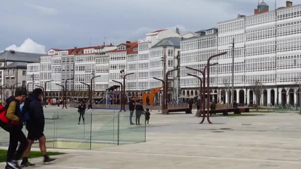 Coruna Espagne 1Er Avril 2018 Des Personnes Inconnues Sur Remblai — Video