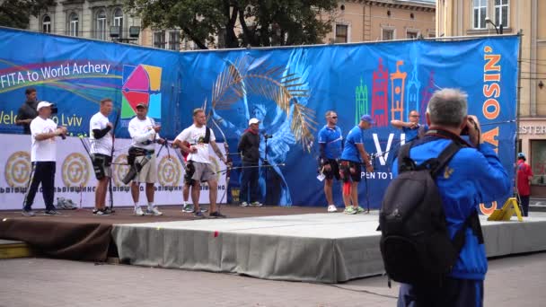 Lviv Ukraine September 2019 Participants Fifty Sixth International Archery Competitions — Stockvideo