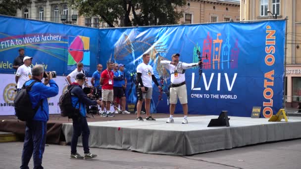 Lviv Ukraine September 2019 Participants Fifty Sixth International Archery Competitions — Stock Video