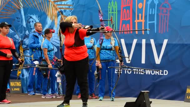 Lviv Ukraine September 2019 Participants Fifty Sixth International Archery Competitions — Stockvideo