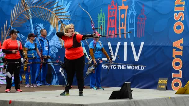 Lviv Ukraine September 2019 Participants Fifty Sixth International Archery Competitions — Stockvideo