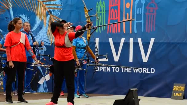 Lviv Ukraine September 2019 Participants Fifty Sixth International Archery Competitions — Stock Video